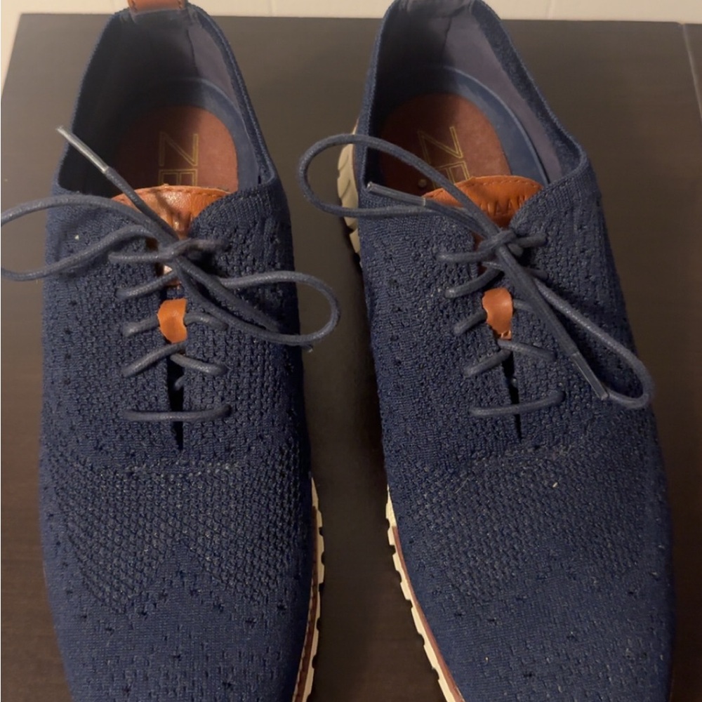 Cole Haan Navy Knit Oxford Shoes